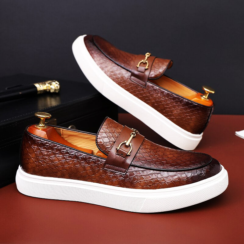 GIOVANNI™ - Mocassin couture effet crocodile